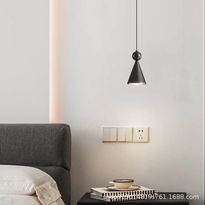 全铜轻奢主卧g室床头吊灯现代简约客厅背景墙长线吊灯创意极简灯