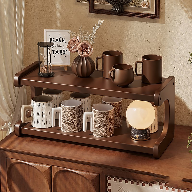 桌面博古架c分层茶杯置物架餐桌水杯咖啡杯摆放架子茶叶茶壶收纳