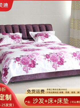 简约箱体床1.8双人床 别墅居家民宿拆洗布艺带床箱北京紫色软床