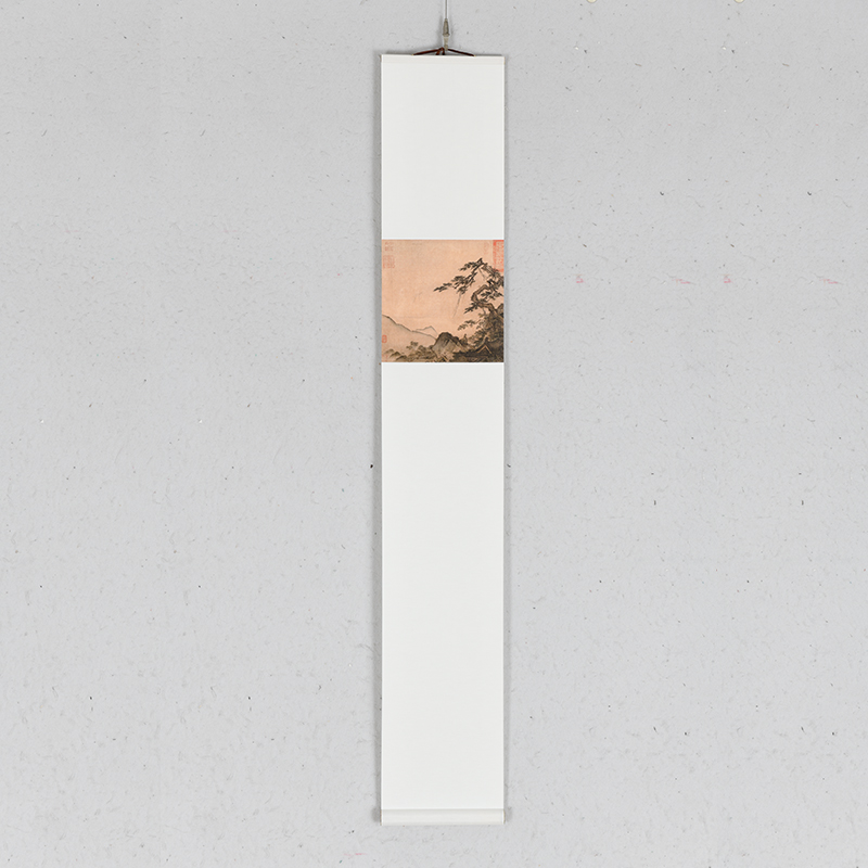 新中式客厅画 宋代禅o意马麟长松山水图 茶室留白卷轴画玄关挂画