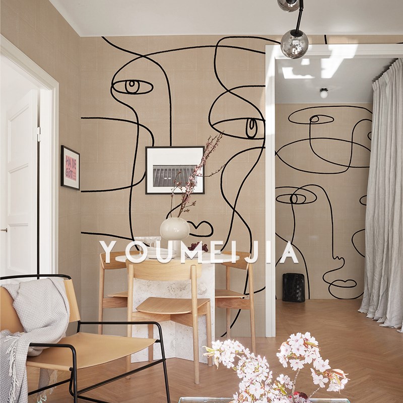 简约抽象线条装饰墙布定制影视墙艺术壁纸北欧客厅卧W室背景墙壁