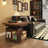 全实木升降茶几边几可移动推车茶桌折叠餐桌巴士小客厅沙发边柜