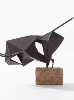 现代新中b式动物牛摆件合金酒w店餐厅书房样板间玄关装饰品工艺摆