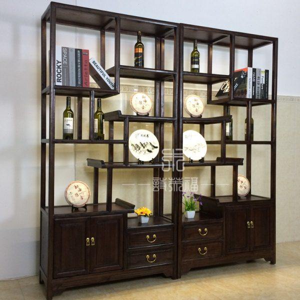 新中式博古架实木茶叶陈列架老榆木多宝格落地茶室置物架瓷器展柜,住宅家具,多宝格/博古架,淘宝优惠券,粉丝福利购,淘宝优惠卷