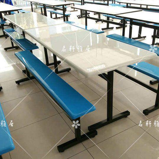 学生学校员工食堂餐桌椅4人人连体桌椅组合不锈钢快餐桌椅定制