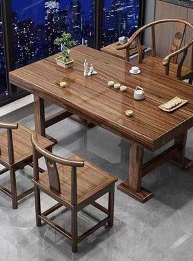 阳台公茶台茶桌椅组合全实木大板桌办室家用户型一茶LOZ小桌一体