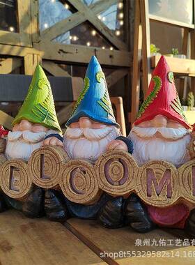 树脂欢JY2033TW迎牌小矮人花园儒太阳能EL侏D户外装花园灯摆件雕