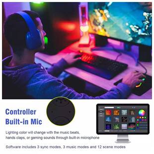 跨境电脑随屏氛围灯电竞桌光面同画面智能光污染灯RGB流步A52幻彩