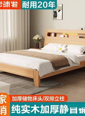 实床简约现代双人床架.1米经济型工厂直销1.MYN2单木人床出租房家