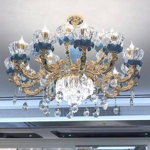 式 宫廷浪漫陶瓷别客厅厅欧卧室灯奢华墅大吊 蜡烛水772晶吊灯法式