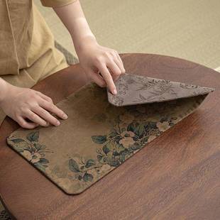 老香料云纱隔茶席双面柞朴蚕茶垫685745轻奢布艺热茶道古桌旗复古