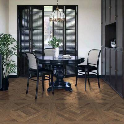 法式复古凡尔赛木纹砖800x800 新中式客厅卧室地砖焦糖色鱼骨瓷砖