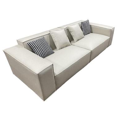 意式公寓轻奢豆腐块沙极发简代技布三科四人/位直排方块简现约沙