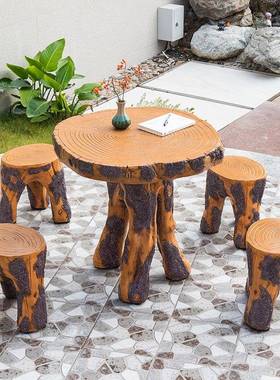 新款外仿实庭院桌墅椅户外露天阳台小圆户GCI桌木室外别公园休闲