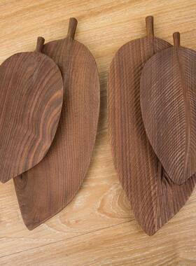 北RLV美黑胡桃树心叶盘木司子手工雕刻叶脉寿盘点盘餐盘创意木盘