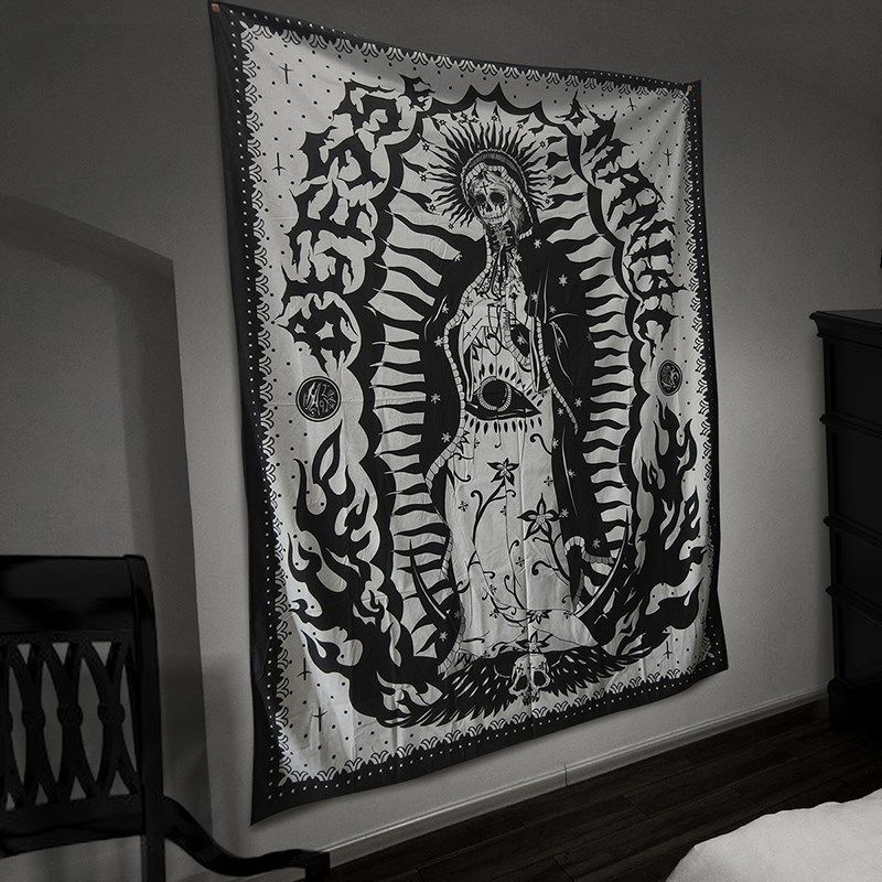 坏血统原创暗黑帮派西海岸奇卡诺挂布骷髅纹身街头T祈祷叛逆背景