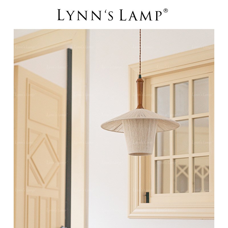 Lynns立意 日式侘寂风格餐厅吊灯 书房田园法式实V木卧室棉线灯