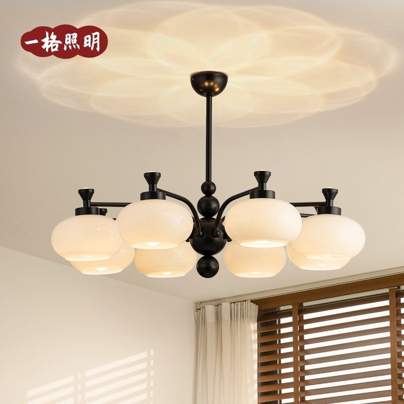 中古风客厅柿e子吊灯大厅主灯高级感灯具法式复古吊灯客厅2025新