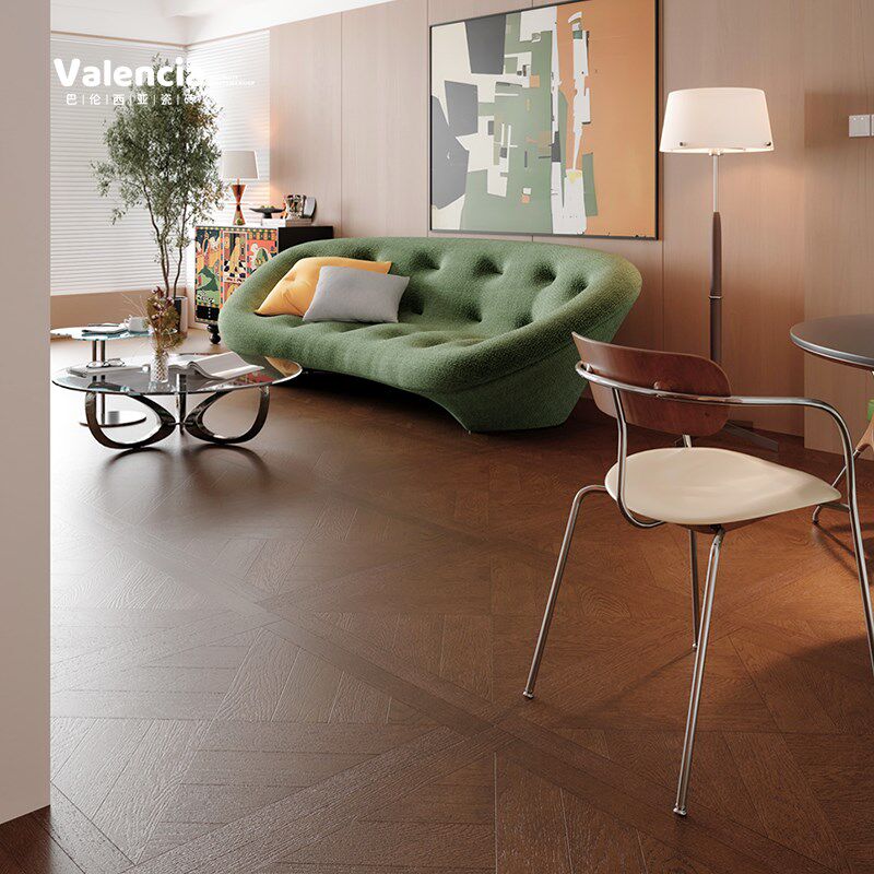 原木风拼花木e纹砖客餐厅仿古地砖卧室书房仿实木地板瓷砖800x800