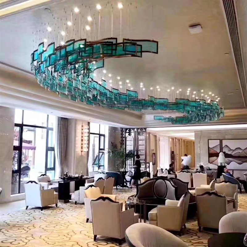 定制酒店大堂吊灯售楼部沙盘宴会A厅工程灯具琉璃玻璃艺术造型灯