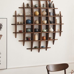 博古架实木中式挂墙茶杯架仿古多宝阁壁挂式置物架茶具摆架展示架
