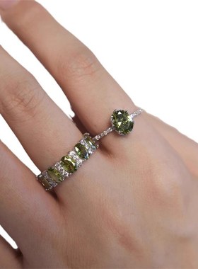 复古法式高级感锆石戒指女优雅时C尚精致指环轻奢百搭气质开口指