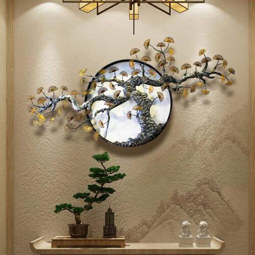 中式铁艺迎客松壁饰客厅酒店玄关沙发背景墙装饰禅意茶室创意壁挂