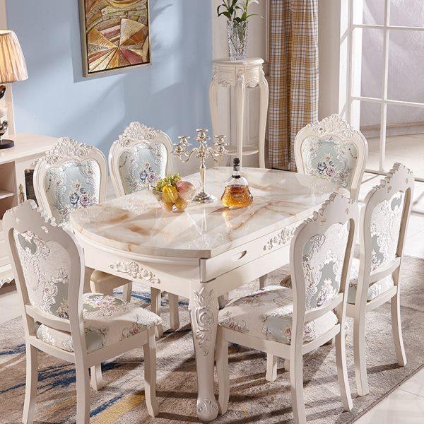 欧式餐桌椅组合伸缩折叠小户型多功能实木大理石现代简约家用圆桌,住宅家具,大理石餐桌,淘宝优惠券,粉丝福利购,淘宝优惠卷