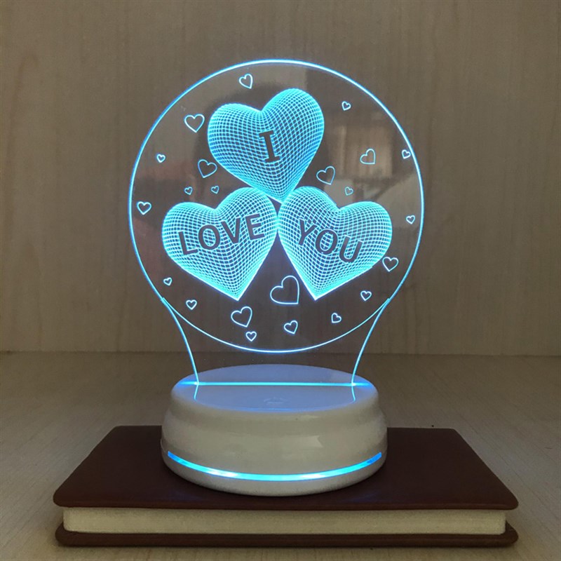 情人节礼品爱心夜灯遥控七彩变色氛围台灯伴睡卧室床W头灯女友礼