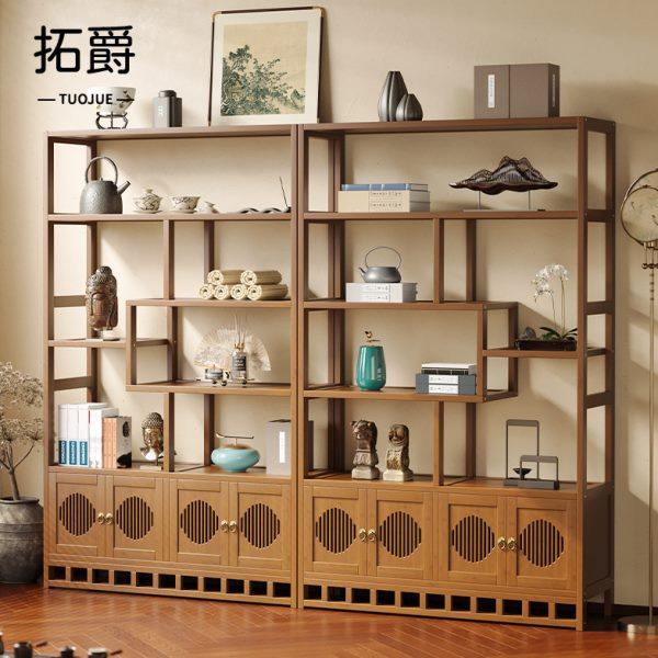 楠竹博古架中式茶柜置物架茶室布置宋式美学多宝阁摆件展示架书架