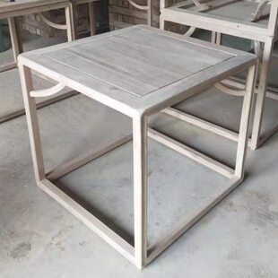 新中式简约现代书桌白茬老榆木茶桌白胚全实木休闲会客桌白坯茶室