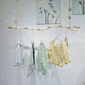 服装 展示架原木木棍挂衣杆 店干树枝橱窗衣架吊顶悬挂麻绳吊挂童装