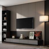 年中古风2024新款 电视柜几组合实木胡桃色茶高脚YSY1051电视柜机