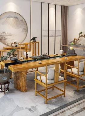 套新中式循环流水茶桌办公泡室禅意茶台桌家用景观养鱼茶椅全LBF