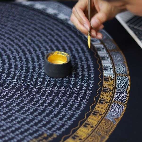 六字真言唐卡手绘diy填色自己动手唐卡白描底稿唐卡线稿唐卡临摹
