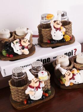 简约现代 创意工艺品礼品 树脂工艺品摆件 可爱厨师胡椒粉瓶
