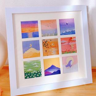正方形九宫四宫格油画棒相框10X10绘画装裱画框diy作品挂墙框