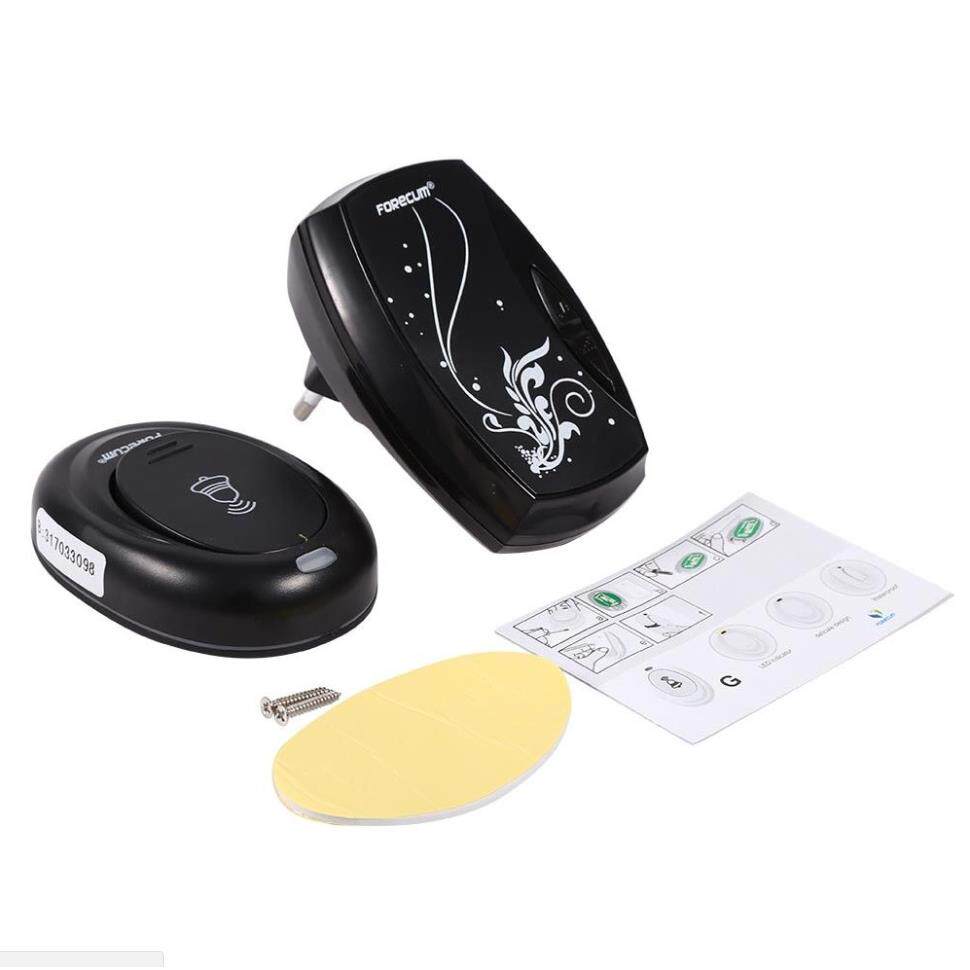 黑色交流数码无线门铃家用远距离一拖一遥控防水呼叫器 36首音乐