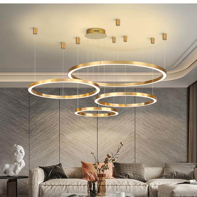 2024年新款圆形led创意北欧大气客厅简约鱼线型铝材办公室吊线灯,家装灯饰光源,智能吊灯,淘宝优惠券,粉丝福利购,淘宝优惠卷