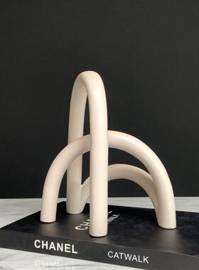 北欧极简几何弧线创意雕塑书柜酒柜软装饰品摆件家具样板间配饰