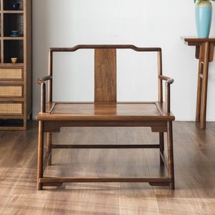 新中式黑胡桃木大禅椅盘腿打坐禅修靠背实木椅主人椅茶室椅子