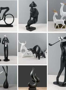 现代简约创意家居客厅电视柜w酒柜装饰品办公室北欧轻奢工艺品摆