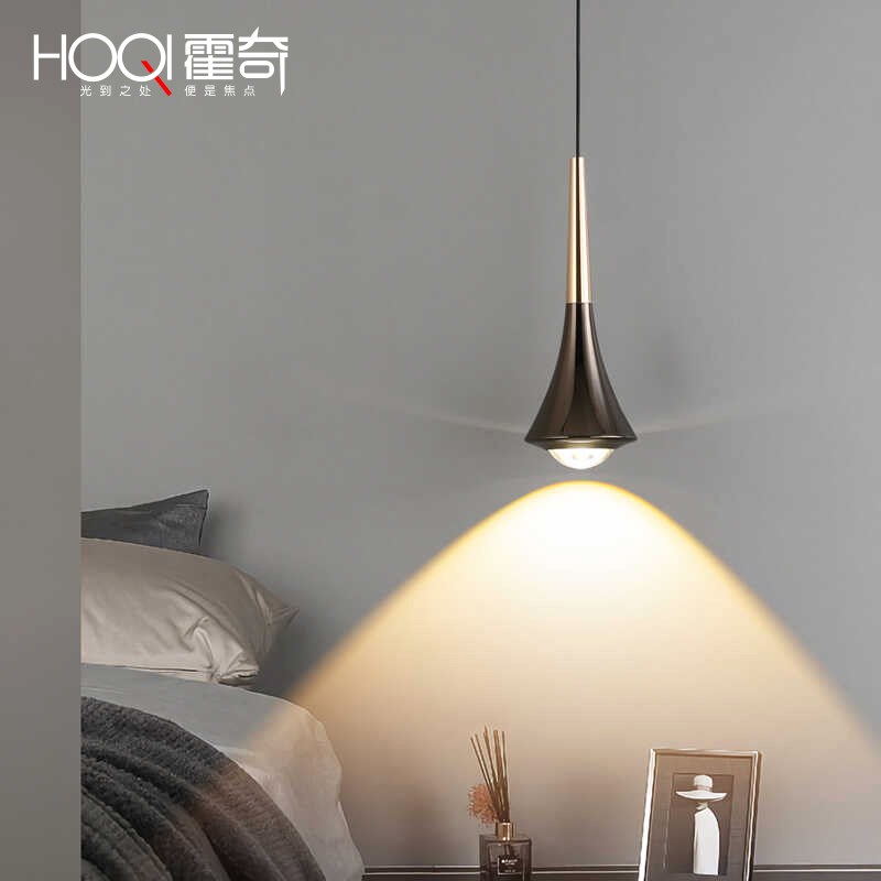 水滴小吊灯卧室床l头吊灯现代简约可升降轻奢主卧灯餐厅氛围吊线