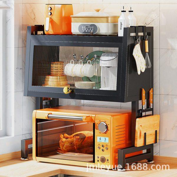 厨房双层微波炉架子台面烤箱双层置物架带防尘盖小电器收纳架,厨房/烹饪用具,微波炉置物架,淘宝优惠券,粉丝福利购,淘宝优惠卷