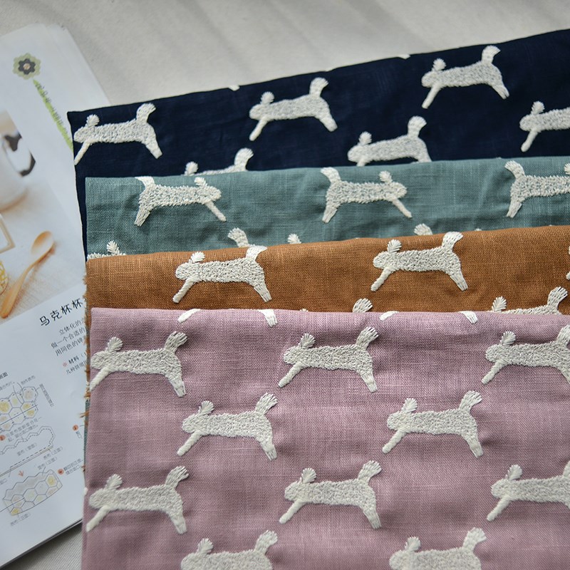春季新款皆川明棉麻n刺绣布料手工沙发抱枕套桌布门帘半身裙面料