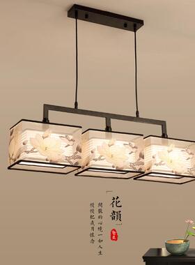 新中式吊灯餐餐厅灯中方国风酒48758店茶室吧台长形三头吊禅意灯