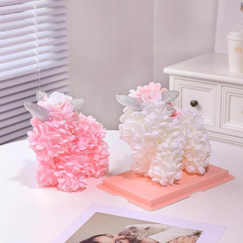 创意独礼物可爱迷你绣球独角兽干节花绢9232花婚纱角兽中秋人情礼