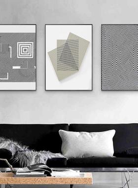 几何的魅QX202111客厅条现代极简抽象装白饰画黑线玄关简约力组合