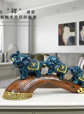 象招财欧式三连桌创意工艺饰品装可爱三只小象客厅玄关面YB-36动
