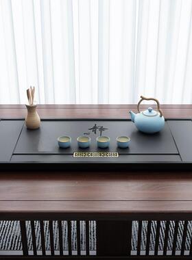 乌金石F969MH57茶家用茶嵌入式整天然石头泡茶盘简约大小号茶块台